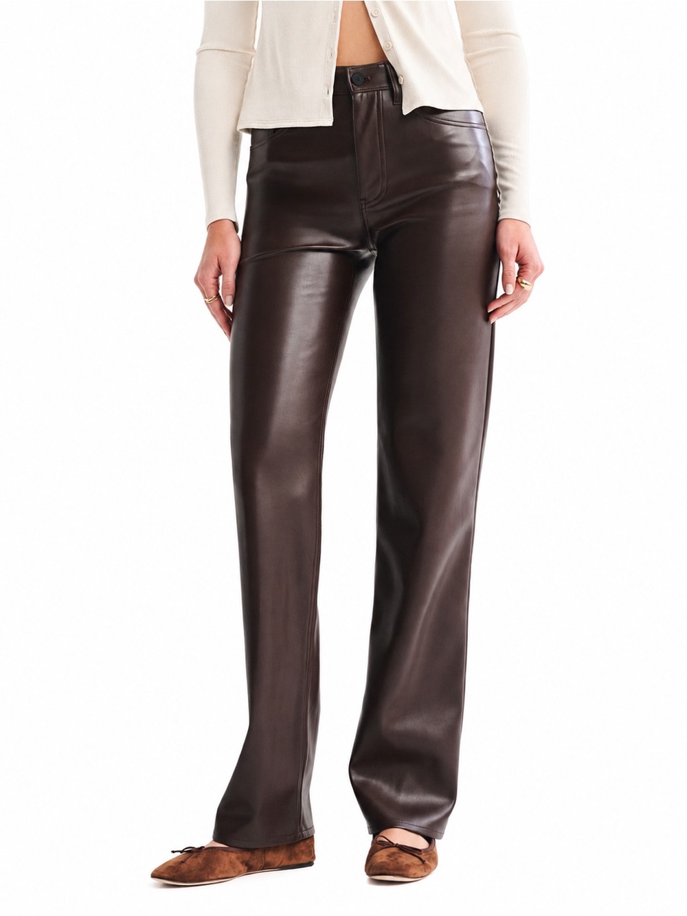 Abercrombie & Fitch Vegan Leather 90s Straight Pants (Size 27)